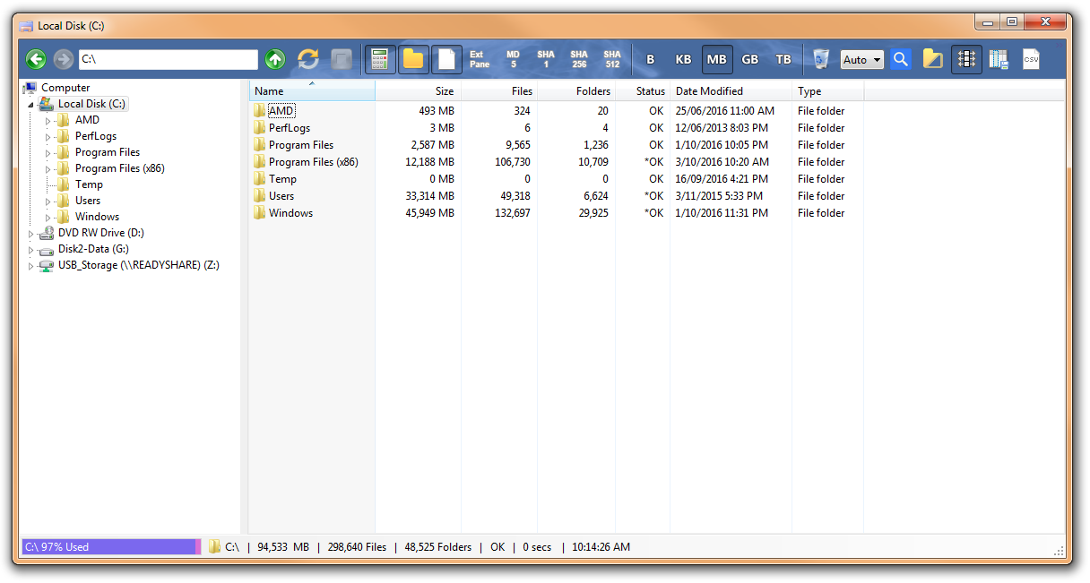 windows 10 folder size in explorer