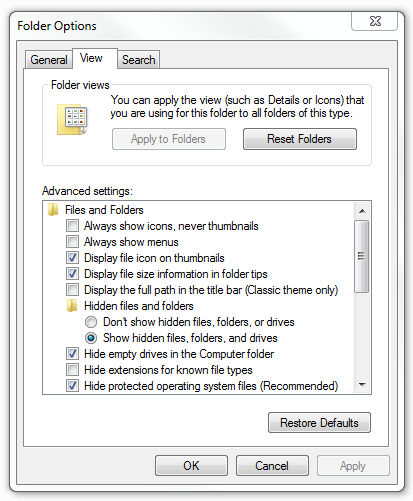 windows folder options size tips