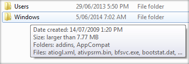 windows folder size