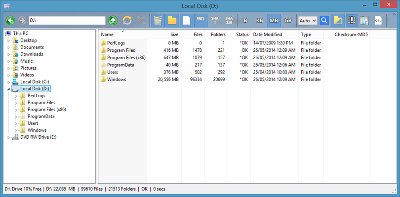 How can i see folder size in on sale windows 7
